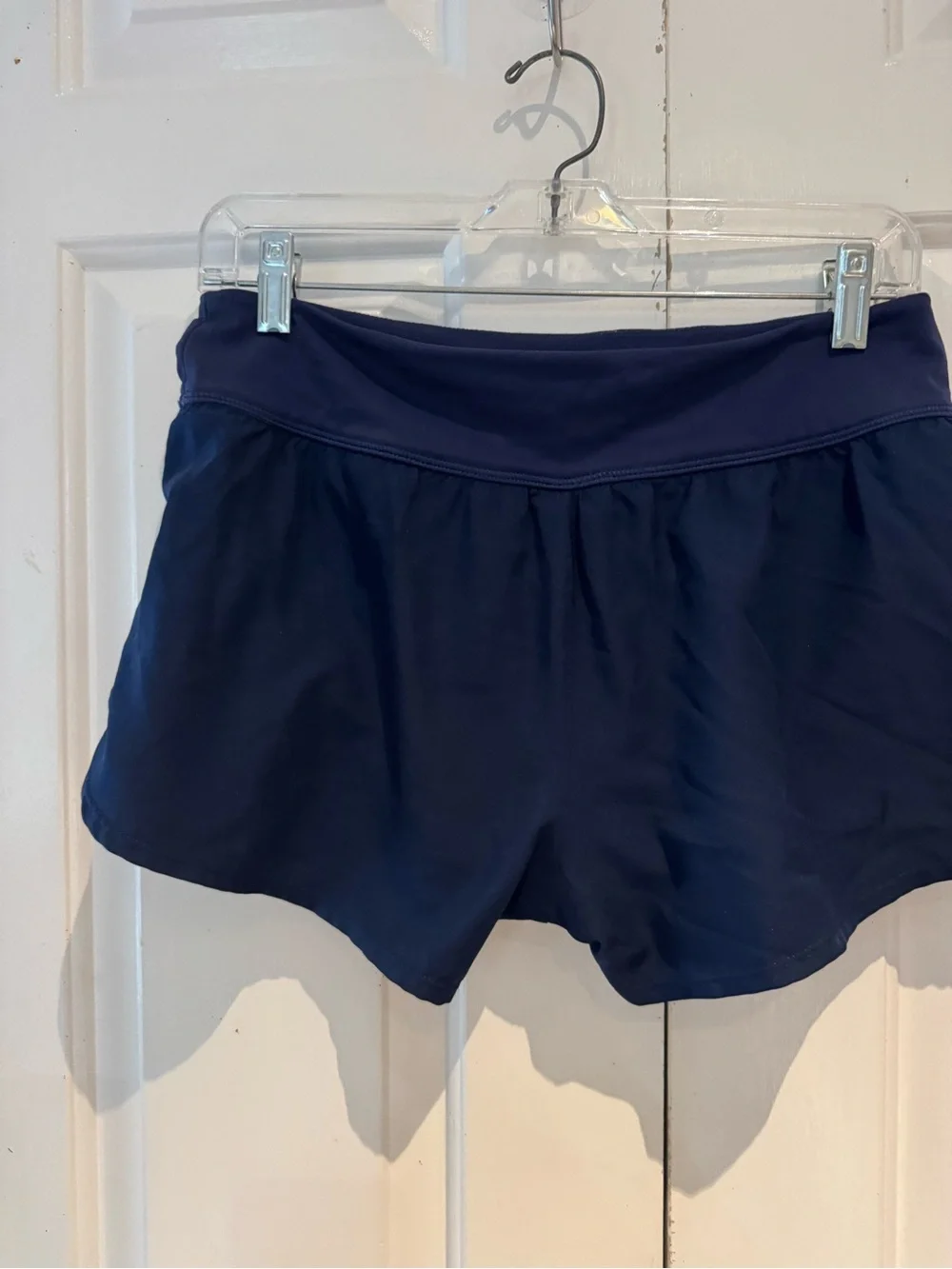 Nike Dark Blue Women's Athletic Shorts with White Swoosh